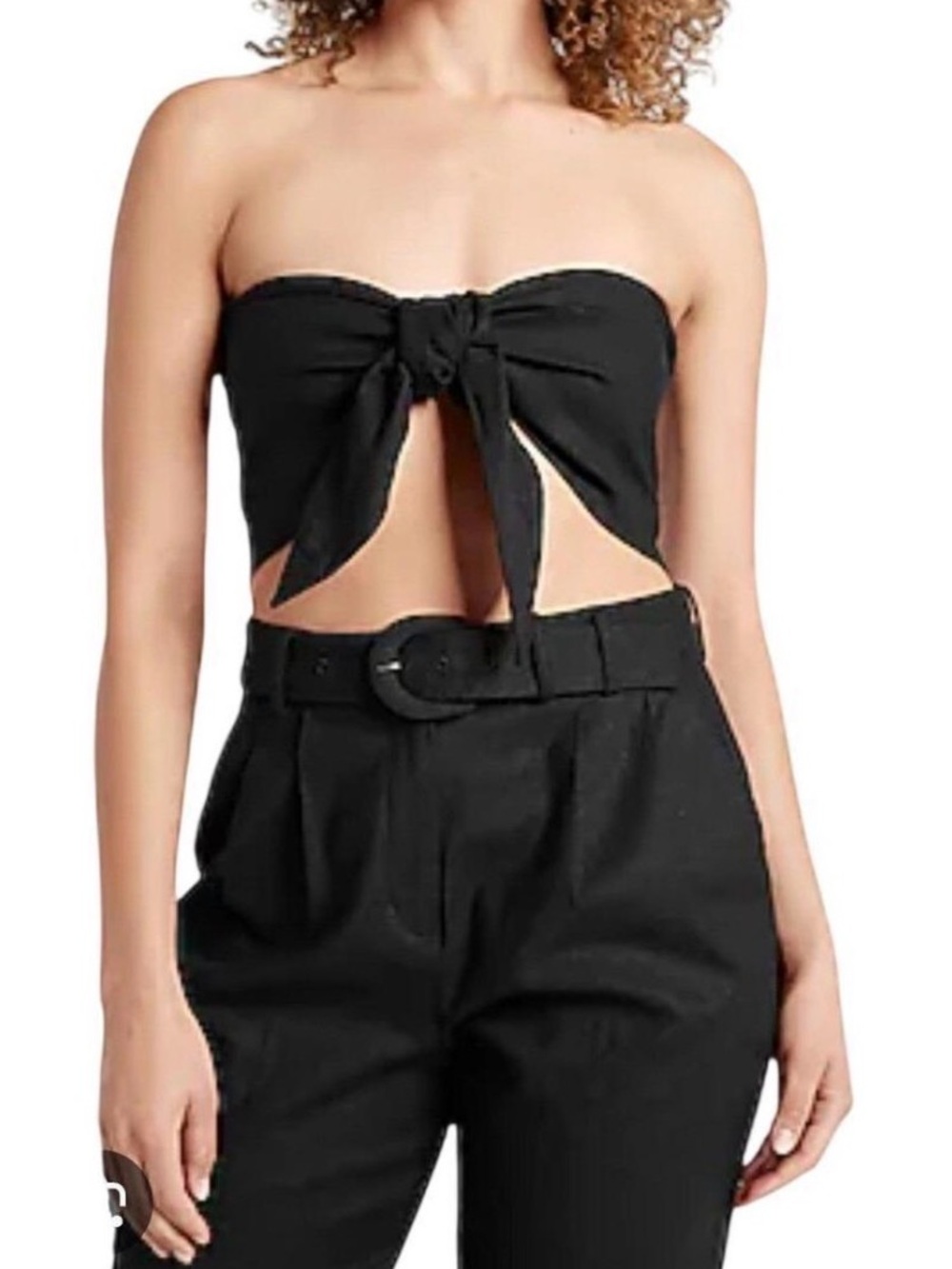 Express Elegant Black Bow Tube Top linen